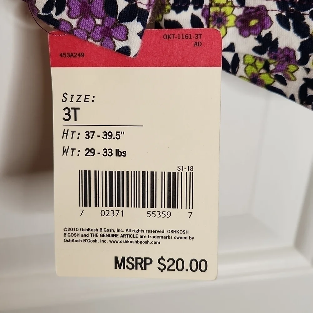 Oshkosh B Gosh Purple Floral Top Size 3T NWT